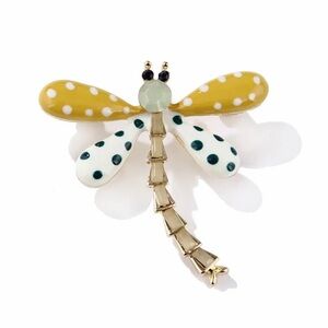 Polka Dot & Yellow Dragonfly Brooch
